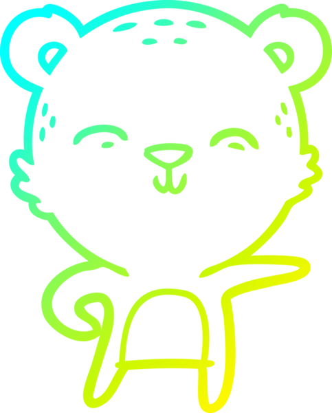 Bir insan tarafından çizilen mutlu çizgi film ayısının soğuk gradyan çizgisi.