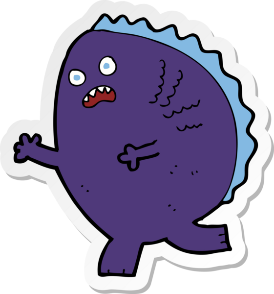 Bir insan tarafından çizilmiş karikatür canavarının çıkartması.