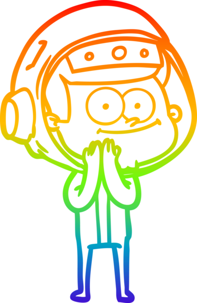 gökkuşağı gradyan çizimi mutlu bir astronot çizgi filmi bir insan tarafından çizildi