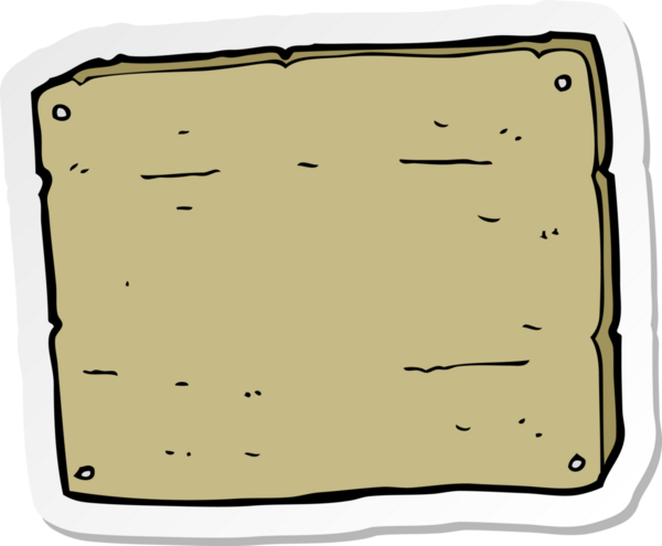 Bir insan tarafından çizilmiş tahta bir karikatür çıkartması.