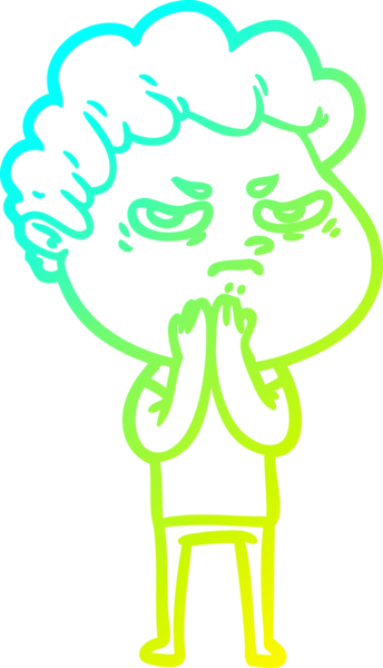 Bir insan tarafından çizilmiş kızgın bir adamın soğuk çizgi çizimi.