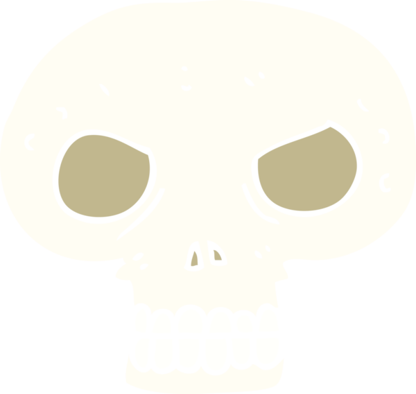 Bir insan tarafından çizilmiş kafatasının düz renk çizimi