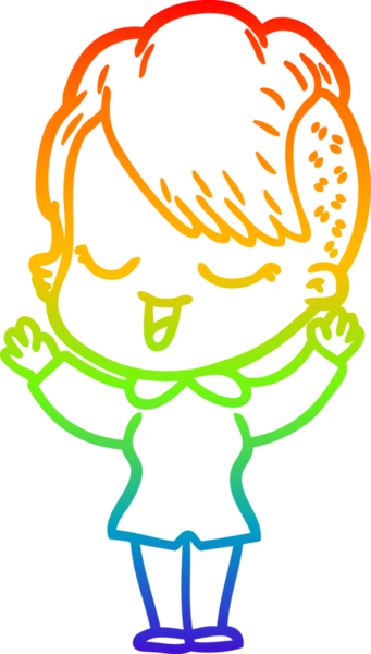 gökkuşağı gradyan çizimi mutlu bir çizgi film kızı bir insan tarafından çizildi