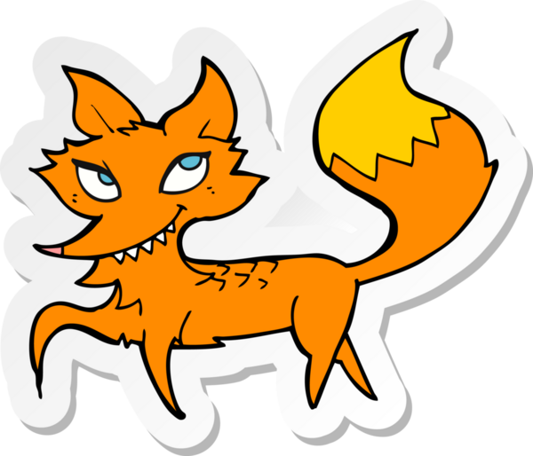 Bir insan tarafından çizilmiş bir tilkinin çıkartması.