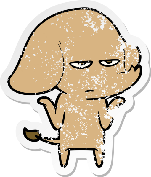 Bir insan tarafından çizilmiş kızgın bir fil çıkartması.