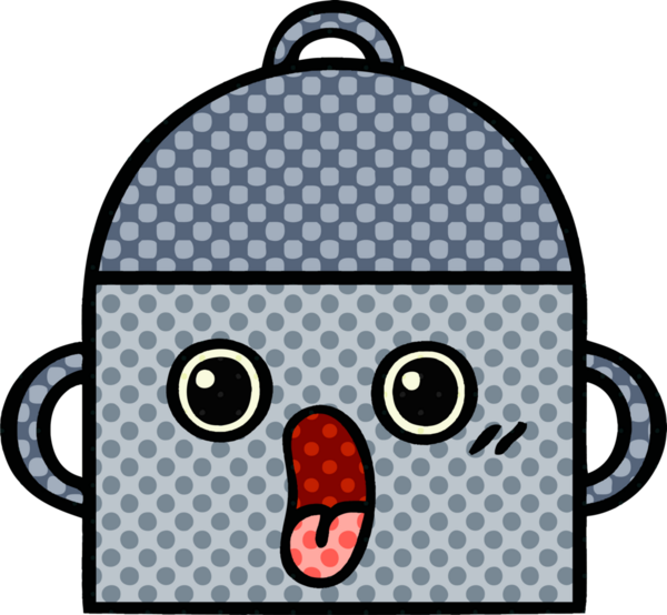 Bir insan tarafından çizilmiş yemek tenceresinin çizgi romanı.