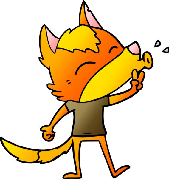 Bir insan tarafından çizilmiş tilki çizgi film karakteri