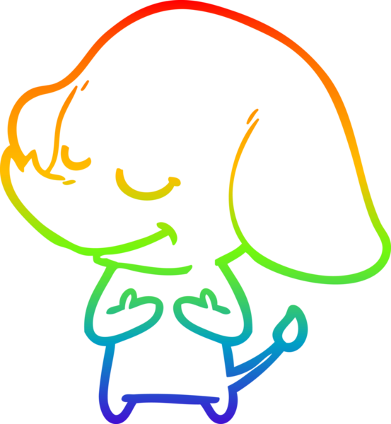 Bir insan tarafından çizilmiş gülümseyen bir filin çizgi çizimi.