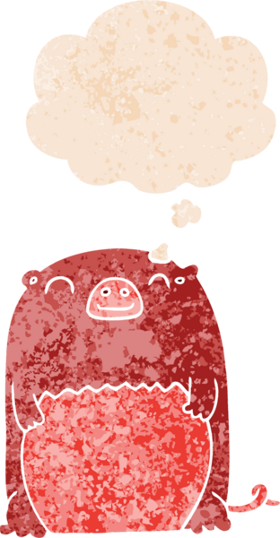 Düşünce baloncuğu ve grunge ile çizgi film yaratığı bir insan tarafından çizilmiş tedirgin retro tarzı