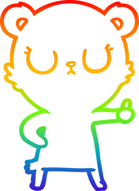 Bir insan tarafından çizilmiş barışçıl bir ayı yavrusunun gökkuşağı gradyanı çizimi