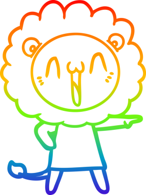 gökkuşağı gradyanı çizimi bir insan tarafından çizilmiş mutlu bir karikatür aslanı