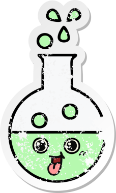 Bir insan tarafından çizilmiş şirin bir çizgi film test tüpünün sıkıntılı çıkartması.