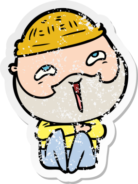 Bir insan tarafından çizilmiş mutlu sakallı bir adamın sıkıntılı çıkartması.