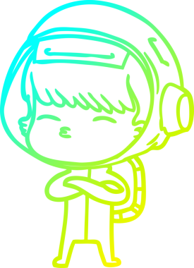 Bir insan tarafından çizilmiş soğuk gradyan çizgi çizimi meraklı bir astronot.