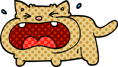 Bir insan tarafından çizilmiş karalama ağlayan kedi.