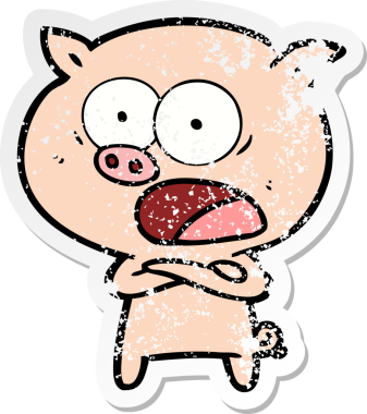 Bir insan tarafından çizilmiş bağıran bir domuzun sıkıntılı çıkartması.