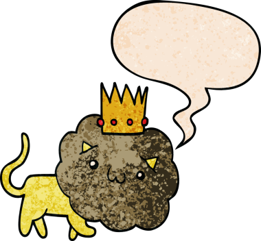 Karikatür aslanı ve konuşma baloncuğu bir insan tarafından çizilmiş geçmiş dokular.