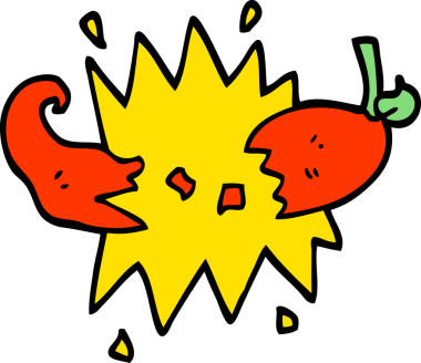 Bir insan tarafından çizilmiş kırmızı acı biber karikatürü.