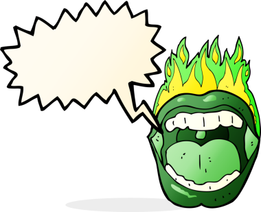 Bir insan tarafından çizilmiş konuşma baloncuklu cadılar bayramı ağzı çizgi filmi.