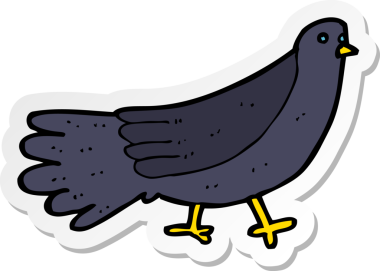 Bir insan tarafından çizilmiş çizgi film kuşunun çıkartması.