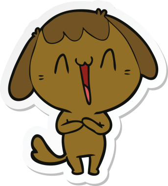 Bir insan tarafından çizilmiş şirin bir köpeğin çıkartması.