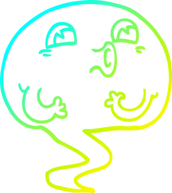 Bir insan tarafından çizilmiş ürkütücü bir çizgi film hayaletinin soğuk gradyan çizimi