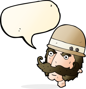 bir insan tarafından çizilmiş konuşma baloncuğu ile Victoria tarzı büyük oyun avcısı.