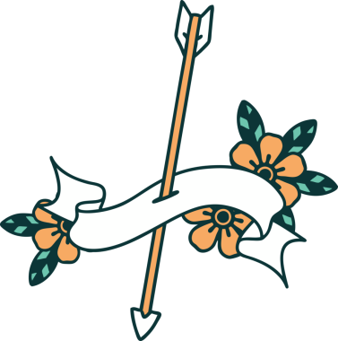 Bir insan tarafından çizilmiş ok sancağıyla geleneksel dövme.