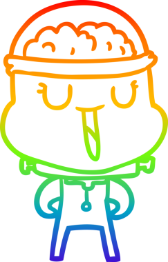 gökkuşağı gradyanı çizimi bir insan tarafından çizilmiş mutlu bir robot çizgi filmi.