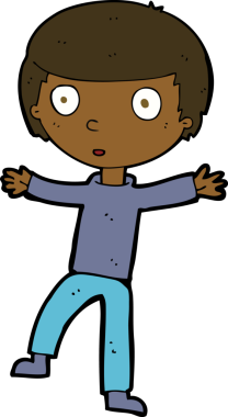 Çizgi film bir insan tarafından çizilmiş ürkmüş çocuk.