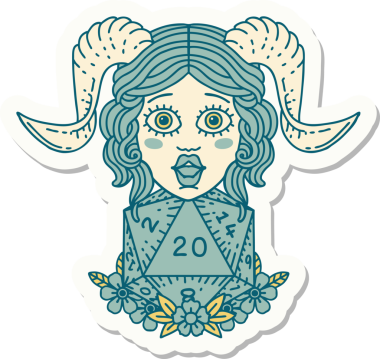 Bir insan tarafından çizilmiş D20 doğal zar atma etiketi