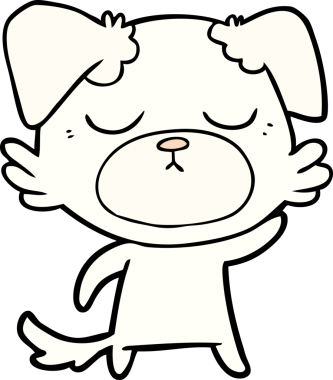 Bir insan tarafından çizilmiş şirin bir çizgi film köpeği.