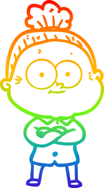 Gökkuşağı gradyan çizgi çizimi Bir insan tarafından çizilmiş mutlu yaşlı kadın