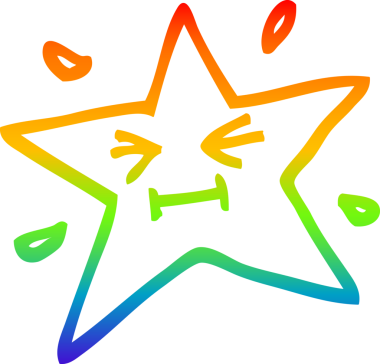 gökkuşağı gradyan çizimi bir insan tarafından çizilmiş komik bir çizgi film yıldızı