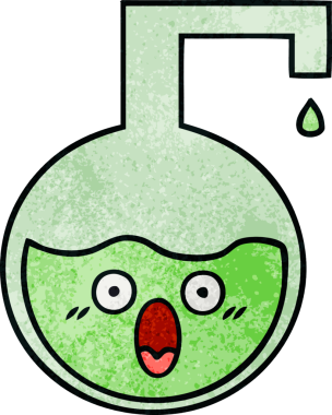 Bir insan tarafından çizilmiş bir bilimsel deneyin retro grunge doku karikatürü