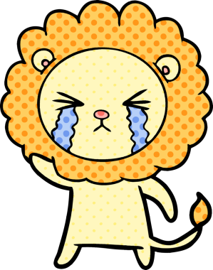 Bir insan tarafından çizilmiş ağlayan bir aslan.