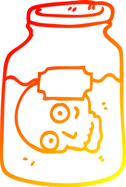 Kavanozda bir insan tarafından çizilmiş karikatür kafasının sıcak gradyan çizimi