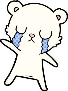 Bir insan tarafından çizilmiş ağlayan kutup ayısı çizgi filmi.