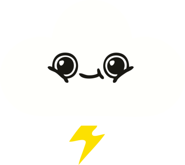 Bir insan tarafından çizilmiş bir fırtına bulutunun düz renkli retro karikatürü