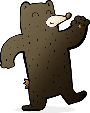 Bir insan tarafından çizilmiş siyah ayı sallayan çizgi film.