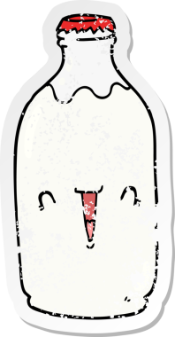 Bir insan tarafından çizilmiş tatlı bir süt şişesinin sıkıntılı çıkartması.