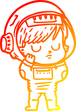 Bir insan tarafından çizilmiş bir astronot kadın çizgi çizimi.