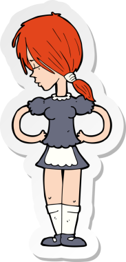 Bir insan tarafından çizilmiş bir çizgi film garsonunun çıkartması.