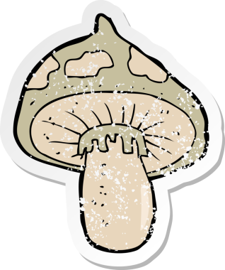 Bir insan tarafından çizilmiş bir mantar desenli karikatür yapıştırması.