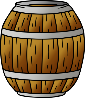 Bir insan tarafından çizilmiş ahşap bir fıçının el çizimi karikatürü.