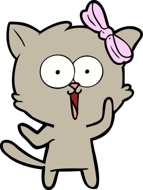 Bir insan tarafından çizilmiş çizgi film kedisi.