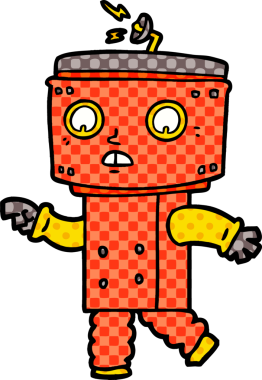 Bir insan tarafından çizilmiş çizgi film robotu