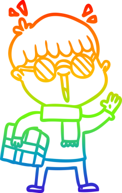 Gökkuşağı gradyan çizgi çizimi bir insan tarafından çizilmiş bir karikatür çocuğu