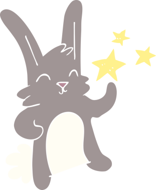 Bir insan tarafından çizilmiş mutlu tavşan.