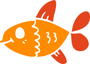 Bir insan tarafından çizilmiş düz renkli karikatür balığı